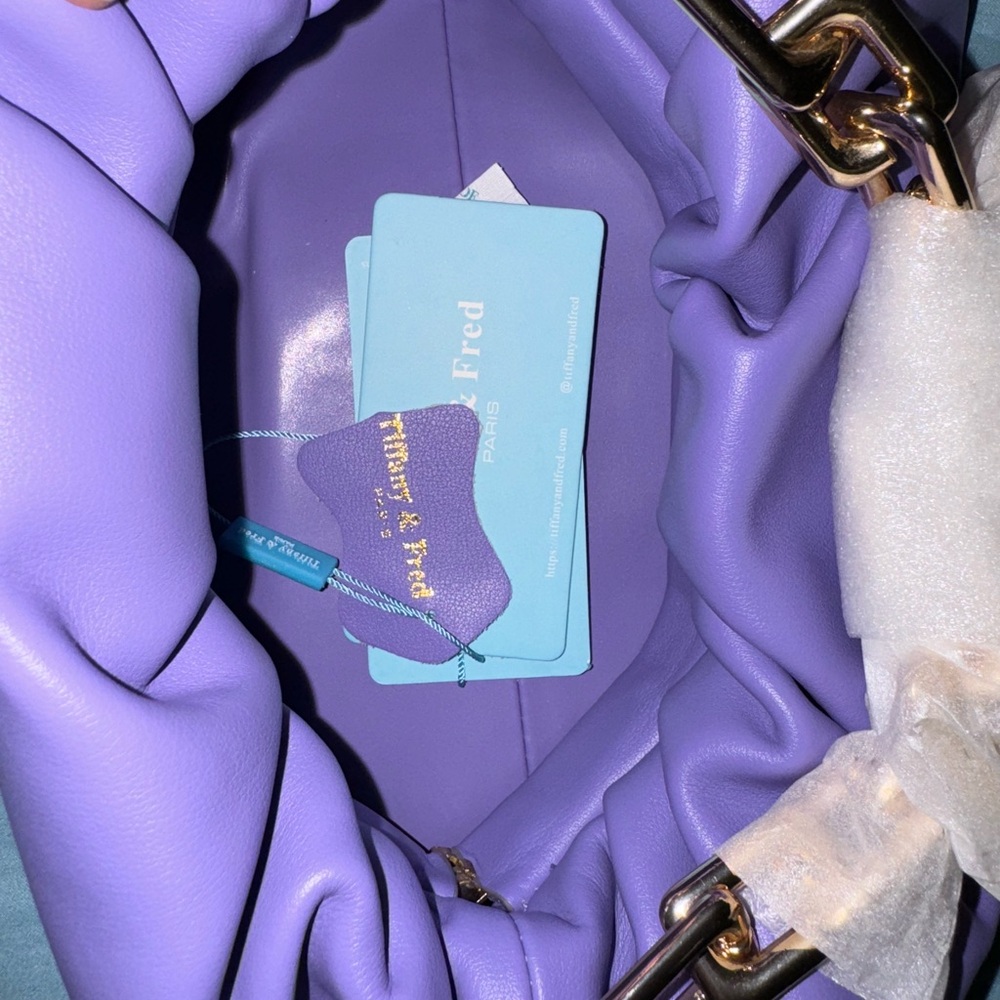 NWT Tiffany & Fred Purple Leatger Chain shoulder bag - Picture 7 of 7